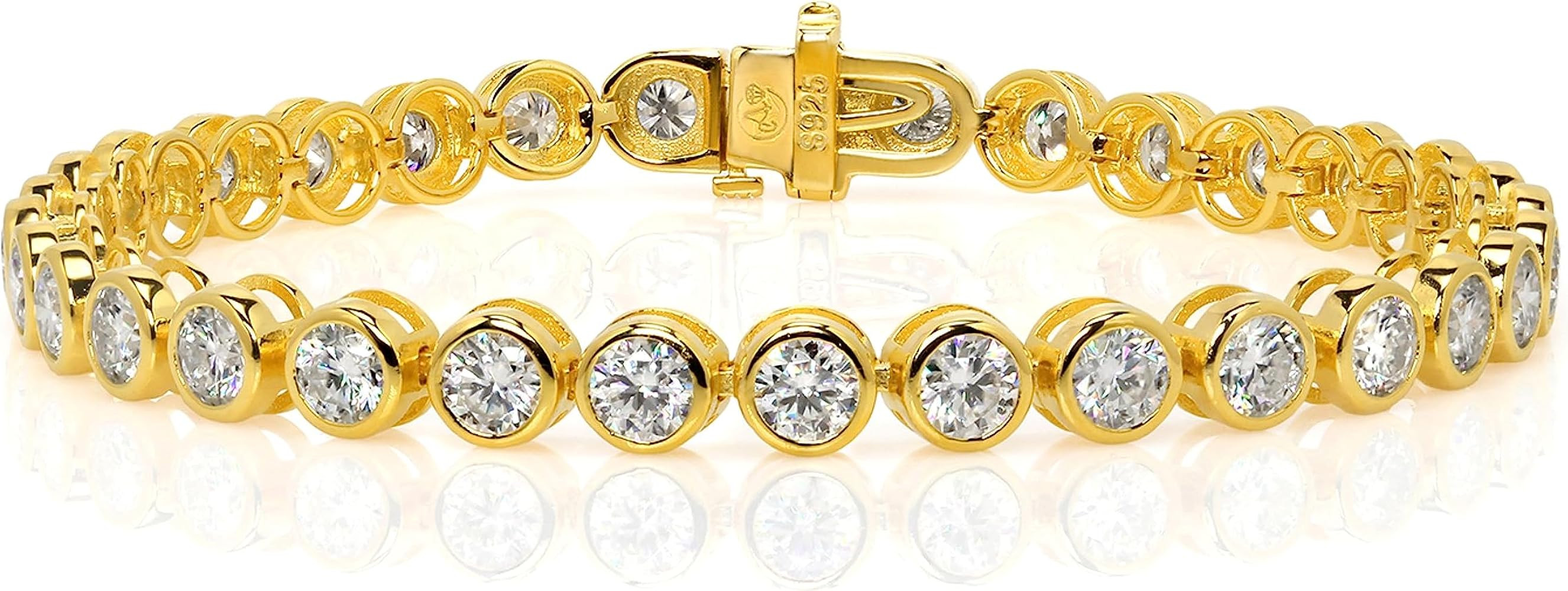 24K Yellow Gold Plated or 925 Rhodium Plated Lab Grown Moissanite Diamond Classic Tennis Bracelet... | Amazon (US)