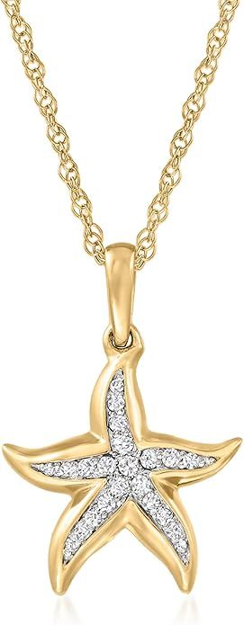 Ross-Simons 0.10 ct. t.w. Diamond Starfish Pendant Necklace in 18kt Gold Over Sterling | Amazon (US)