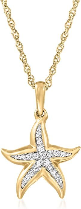 Ross-Simons 0.10 ct. t.w. Diamond Starfish Pendant Necklace in 18kt Gold Over Sterling | Amazon (US)