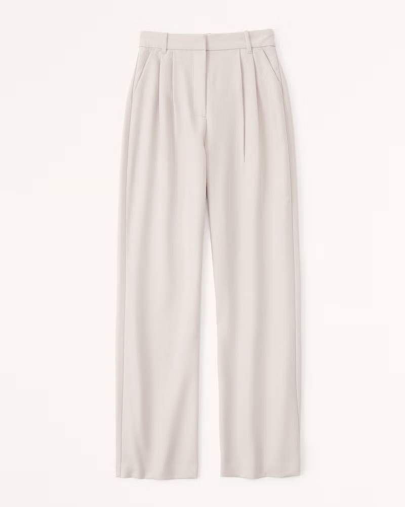 Abercrombie & Fitch Women's Curve Love A&F Sloane Tailored Wide Leg Pant in Light Taupe - Size 36 REG | Abercrombie & Fitch (US)
