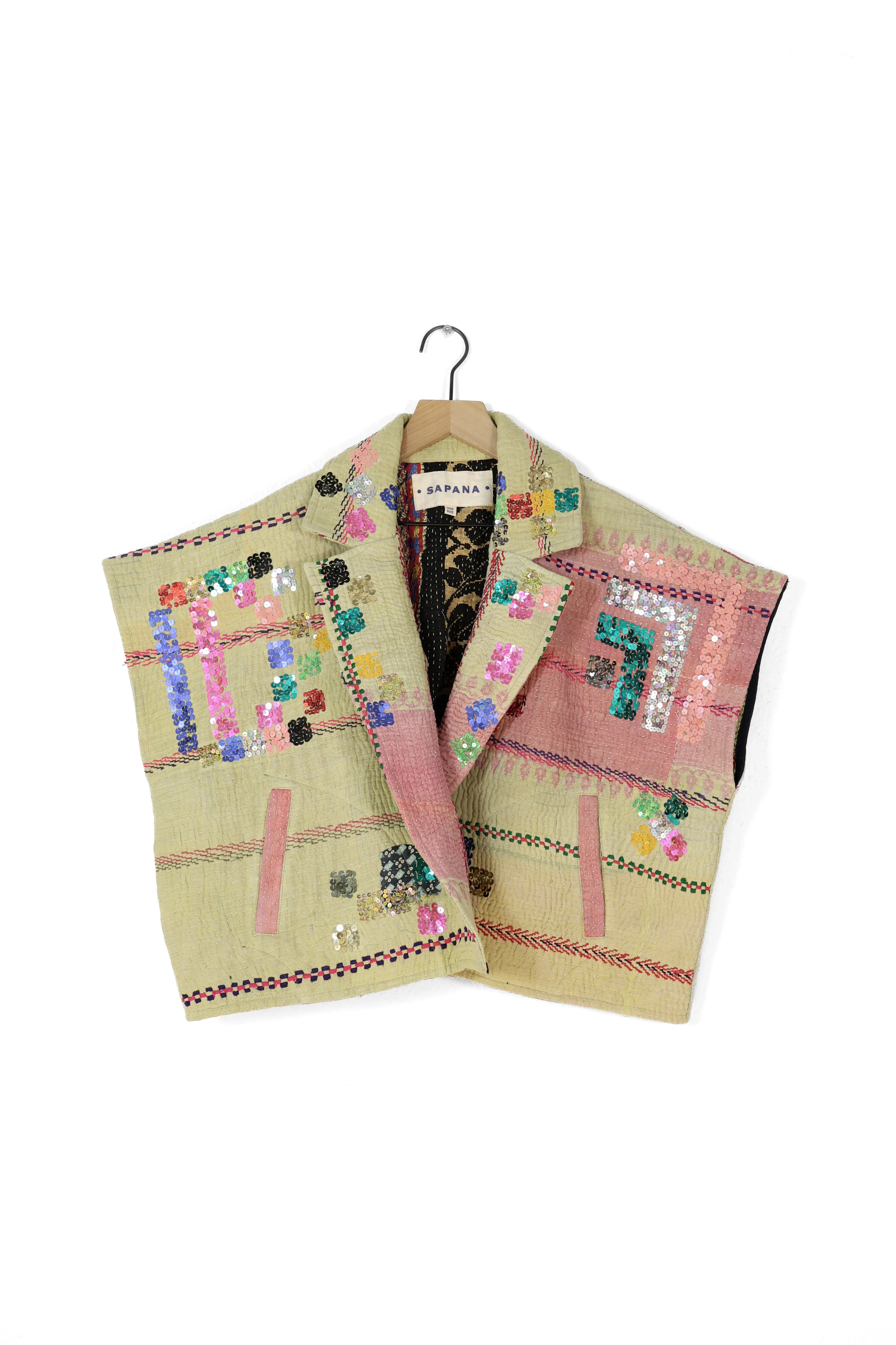Vintage Kantha Blanket Coat The Round Top Blanket Coat | Sapana
