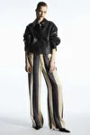 STRAIGHT-LEG STRIPED SATIN TROUSERS - NAVY / CREAM / STRIPED - COS | COS UK