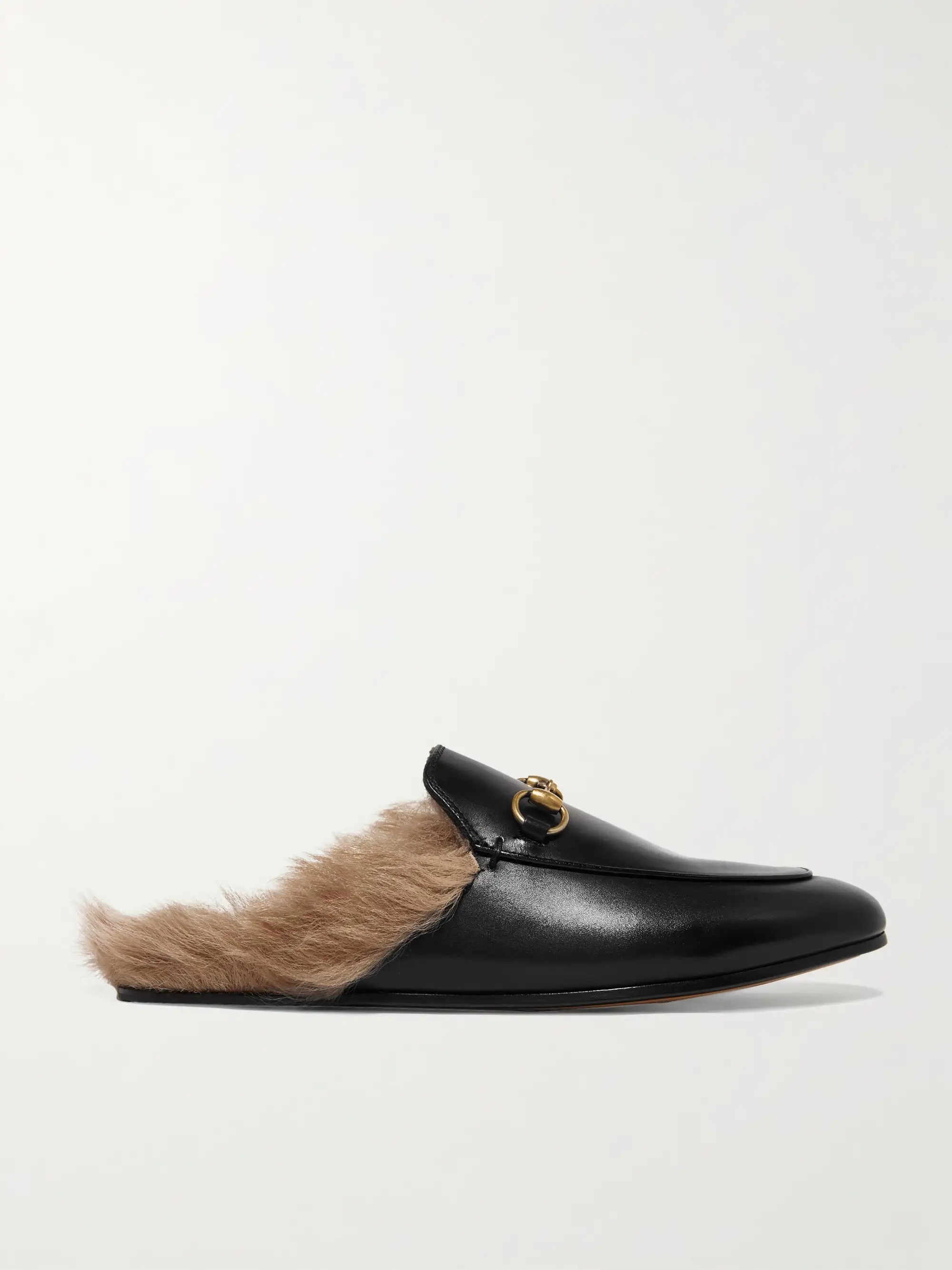 Princetown horsebit-detailed shearling-lined leather slippers | NET-A-PORTER (US)
