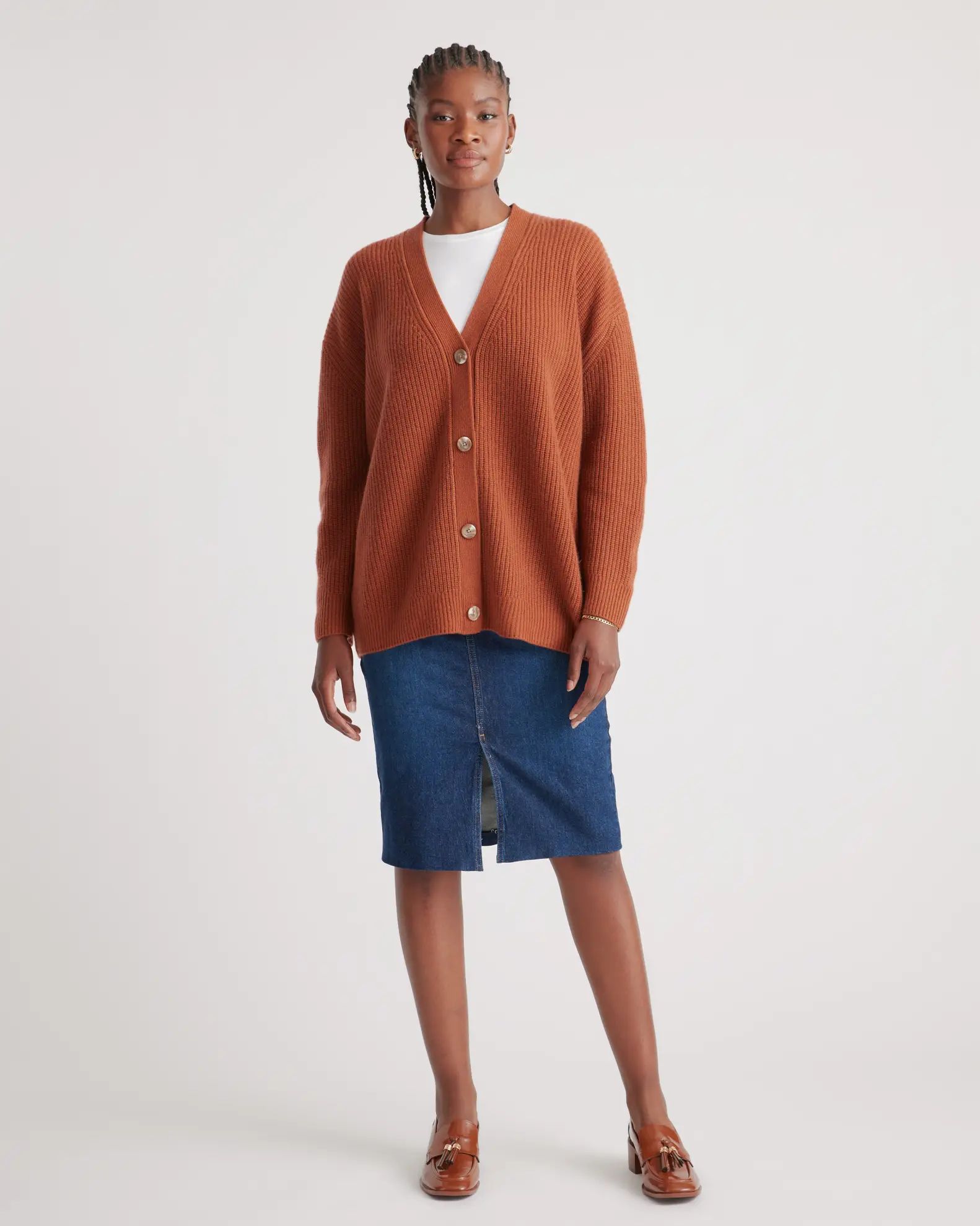 Mongolian Cashmere Oversized Boyfriend Cardigan Sweater | Quince