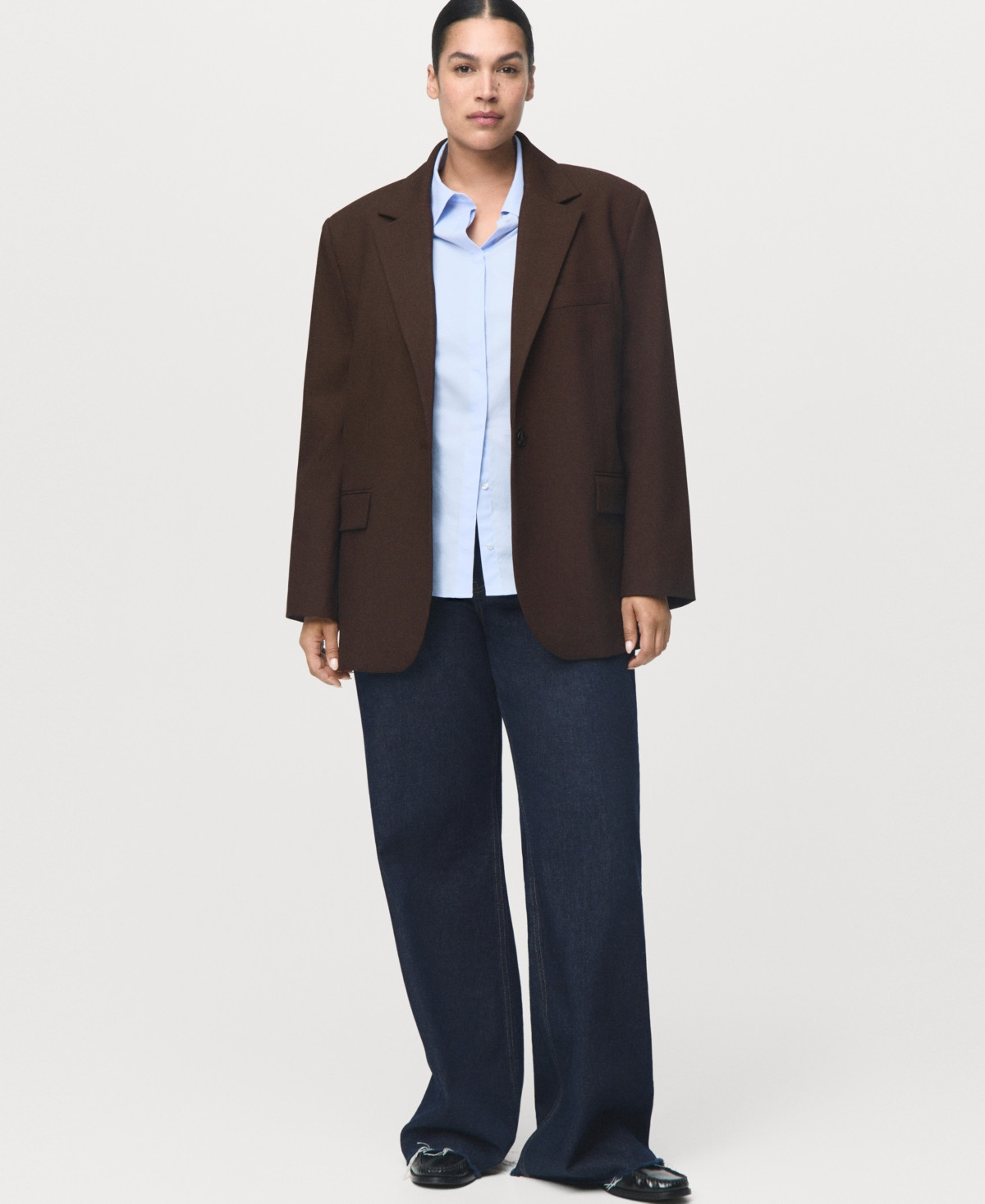 Mango Women's Straight-Fit Suit Jacket - Chocolate | Macy's