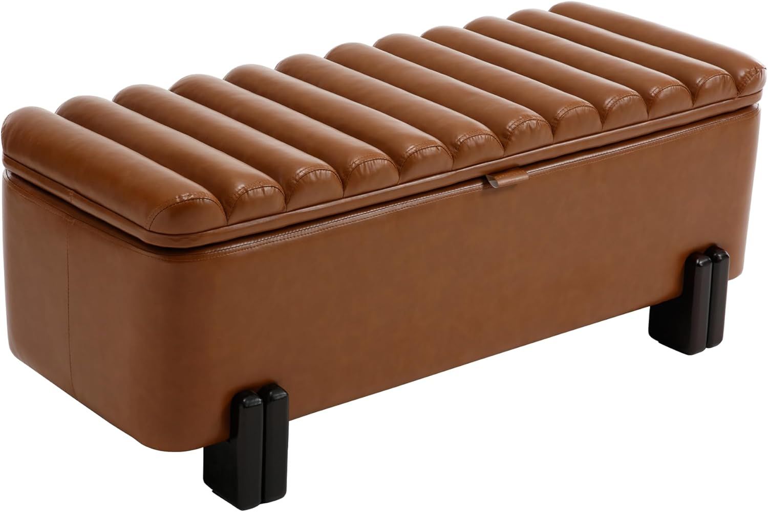 PU Storage Ottoman Bench for End of Bed 45.25 inches Seating with Cylindrical Upholstered Flip To... | Amazon (US)