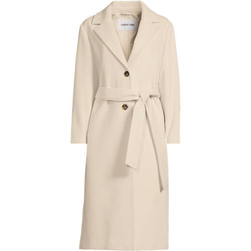 Women's Petite Wool Wrap Long Coat - Lands' End - Gray - M | Lands' End (US)
