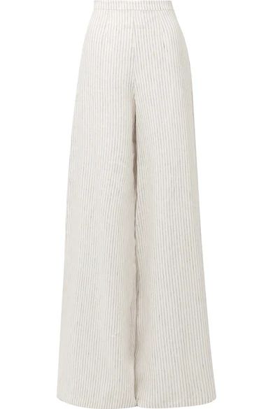 Miguelina - Pamela Striped Linen Wide-leg Pants - White | NET-A-PORTER (UK & EU)