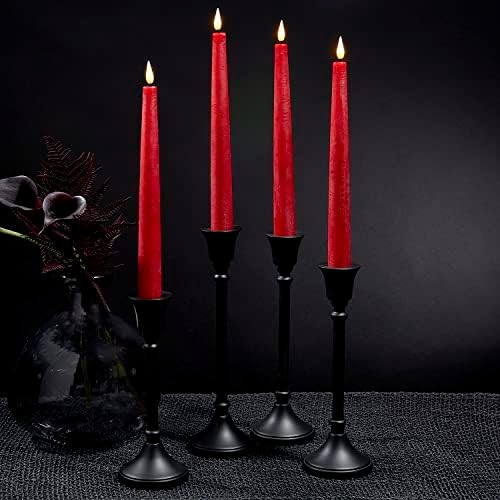 Red Flameless Taper Candles - 9 Inch, 4 Pack, Battery Operated, Remote Control & Timer, Real Wax,... | Amazon (US)