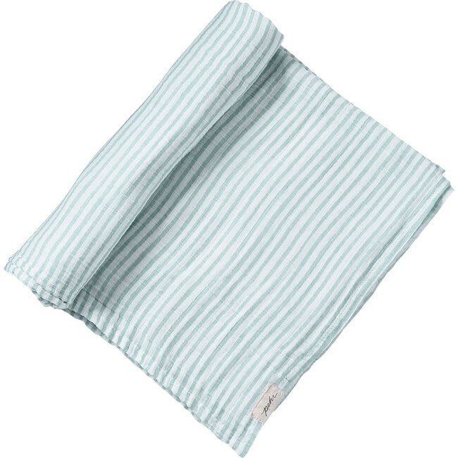 Stripes Away Organic Swaddle, Sea | Maisonette