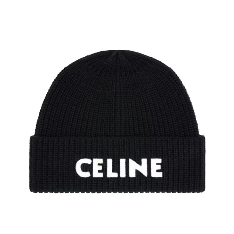 Celine Embroidered Knit Wool Beanie in Black | StockX
