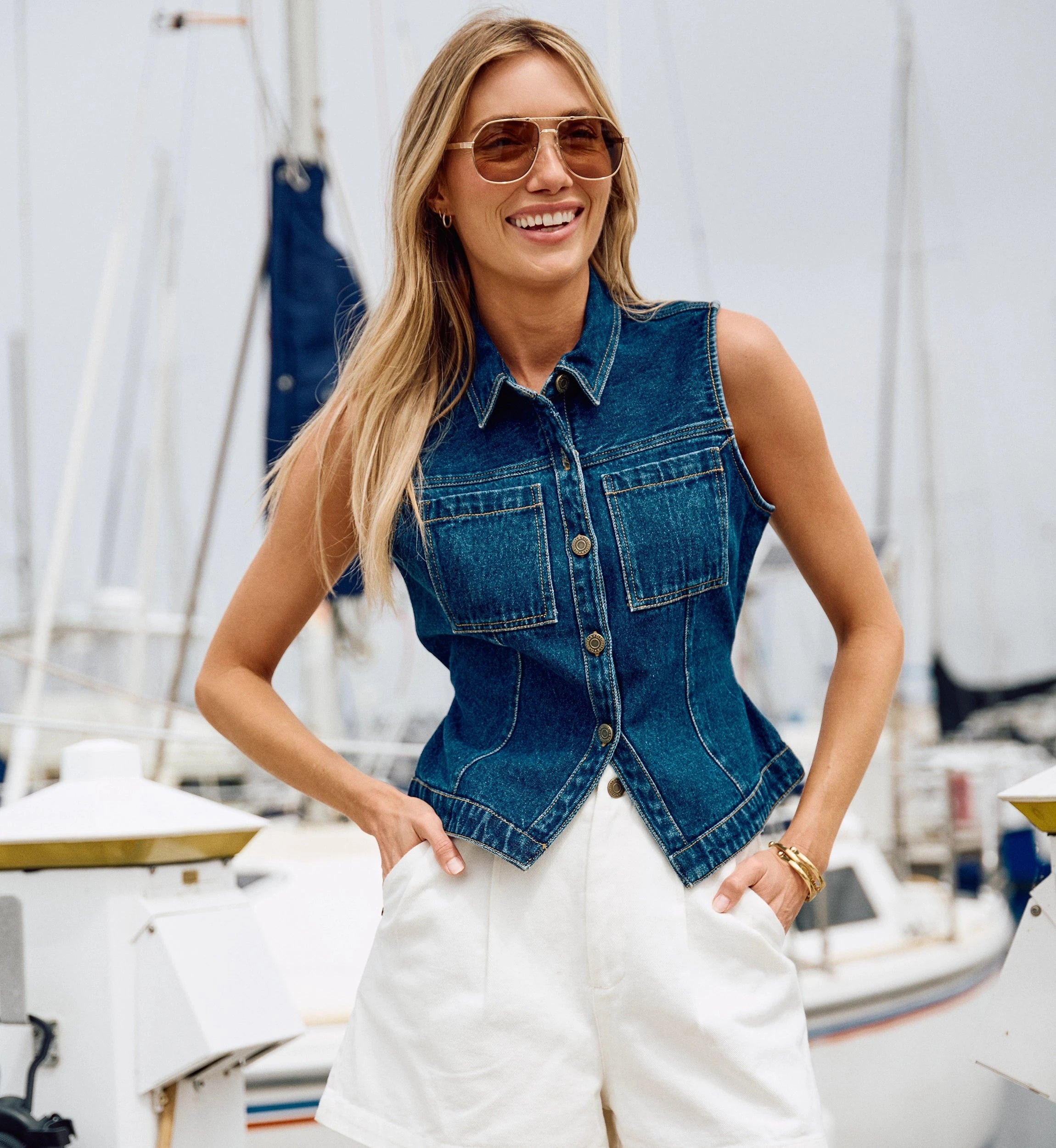 Franka Vest | Dark Denim | Cleobella