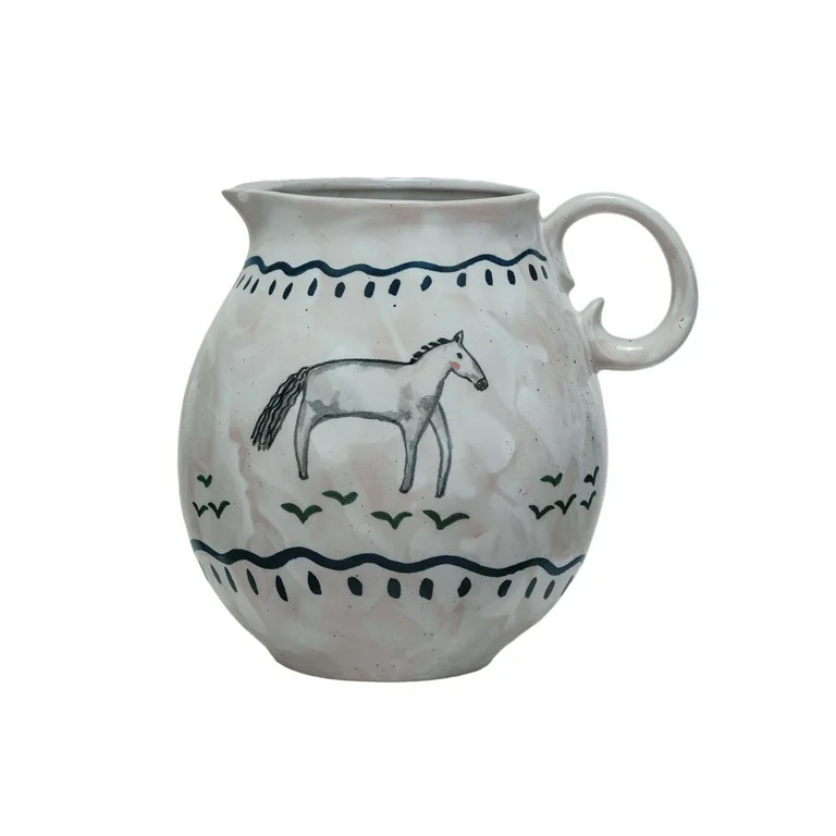 Creative Co-Op Horse Stoneware Pitcher, Multicolor | Walmart (US)