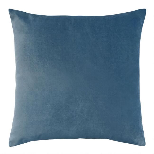 Stonewashed Blue Velvet Throw Pillow | World Market
