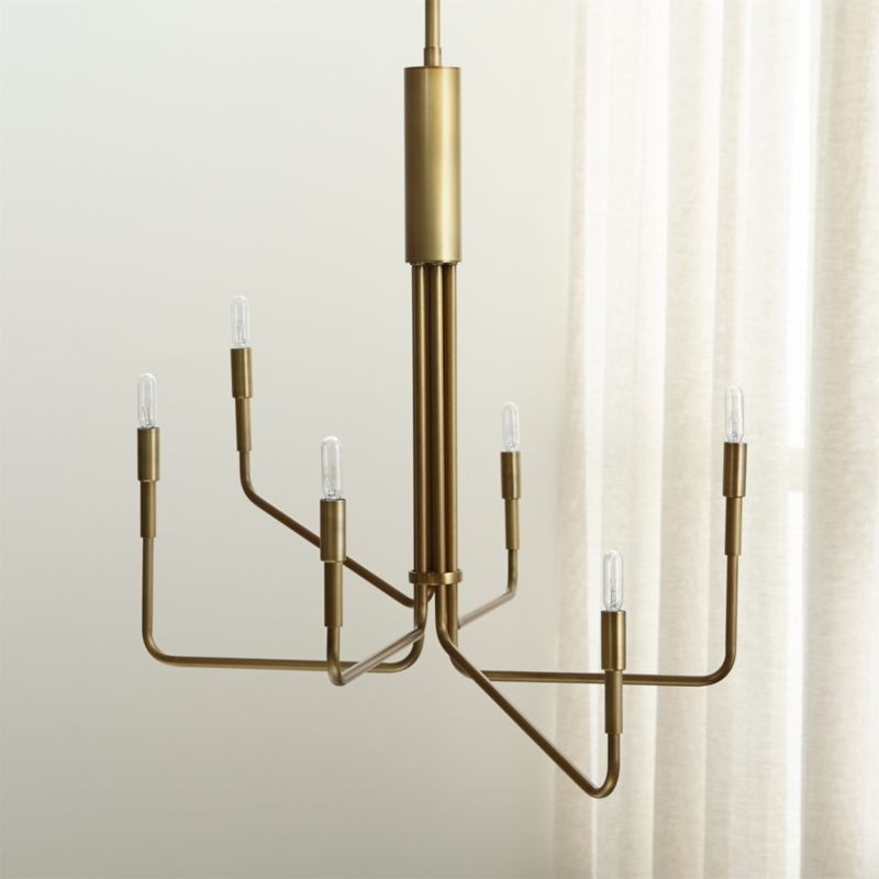 Clive Brass 6-Arm Chandelier + Reviews | Crate and Barrel | Crate & Barrel
