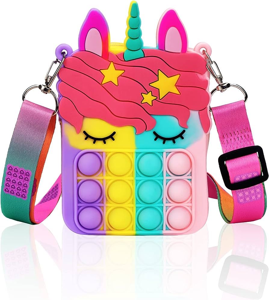 Civan Small Pop Purse, Unicorn Pop Purse for Girl and Women Pop Bag with Unicorn Pop Toy, Shoulde... | Amazon (US)