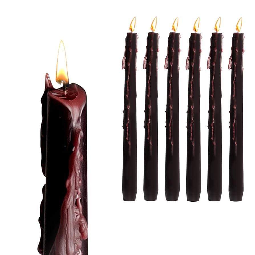 6 Pack Halloween Bleeding Taper Candles, 10 Inch Vampire Tears Tapered Candles, Spooky Tall Black... | Amazon (US)
