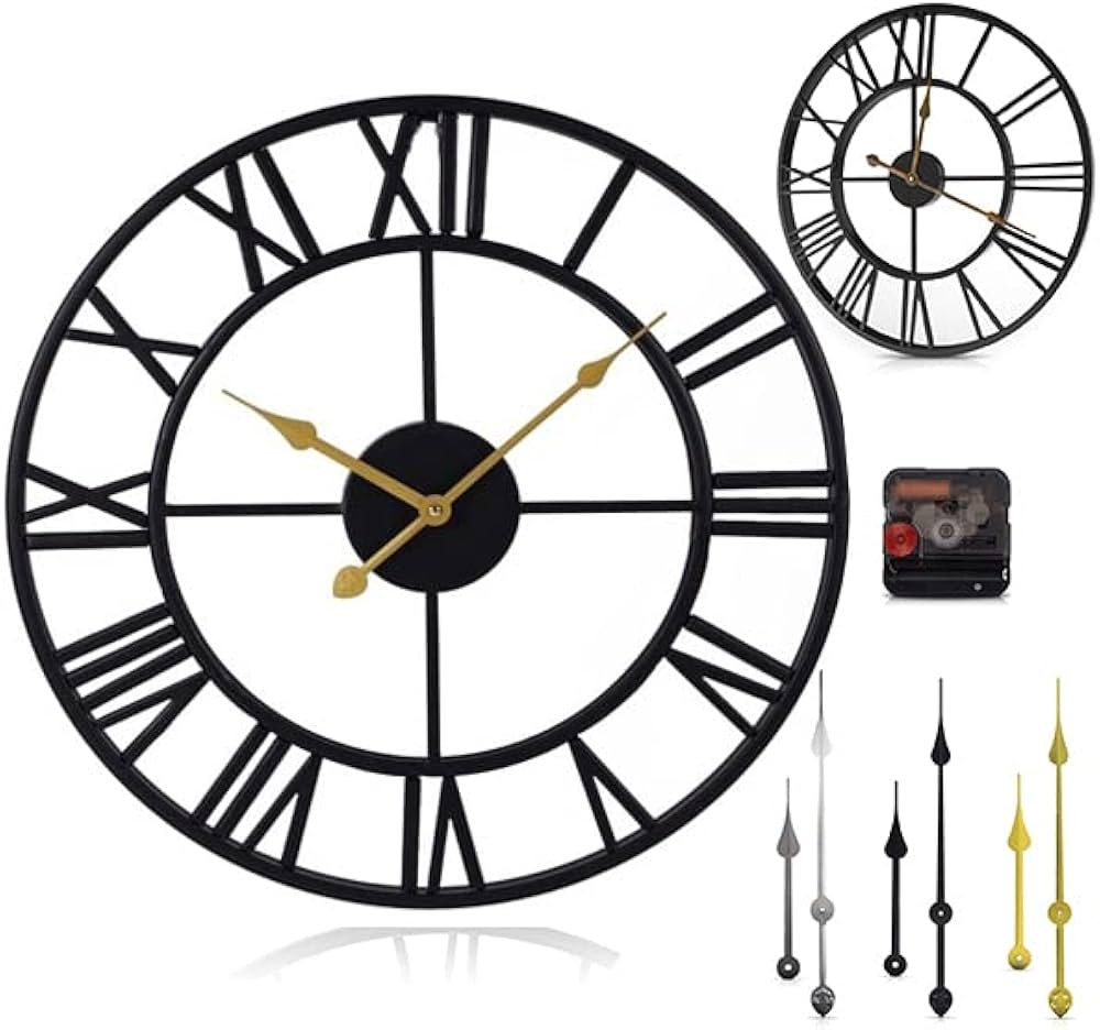 Round Metal Wall Clocks - Rustic - Silent Non-Ticking Battery Operated - Clock for Kitchen or Bed... | Amazon (US)