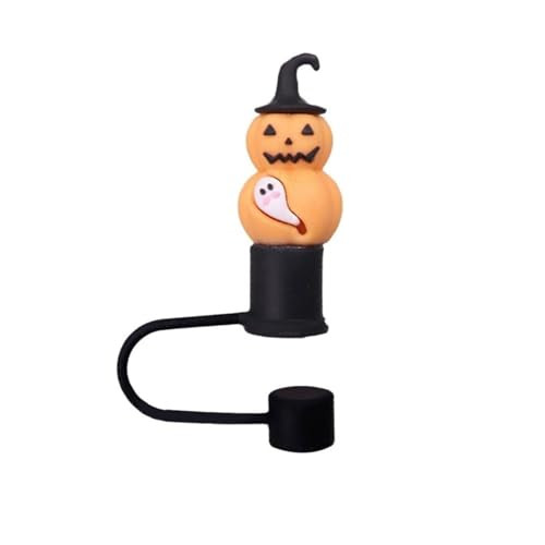 3D Halloween Straw Cover Cap for Cup, Reusable Soft Silicone Straw Topper - Cute Ghost Halloween Straw Topper, Dustproof Straw Tips Lids Cup Accessories for Tumble Water Bottle (Pumpkin) | Amazon (US)