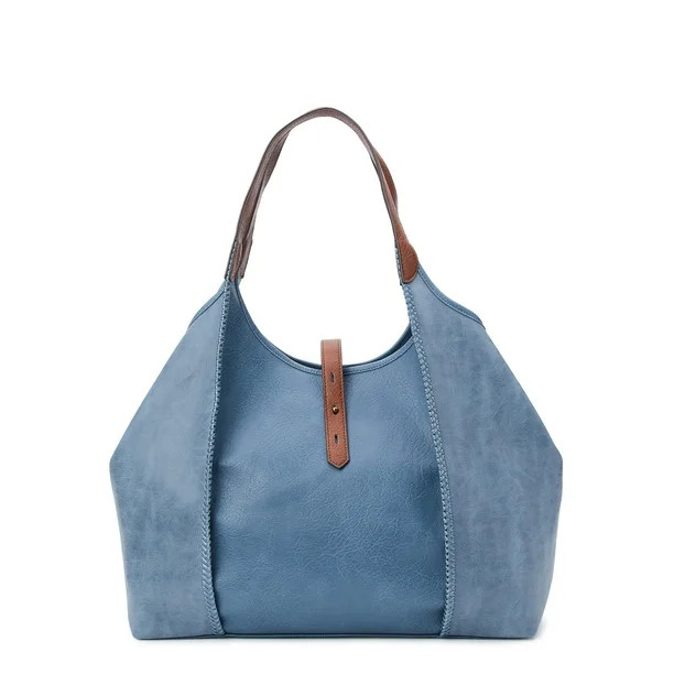 Time and Tru Women's Avery Tote Handbag Blue | Walmart (US)