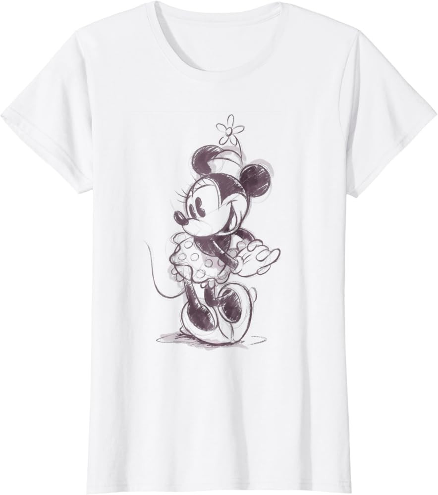 Disney Mickey And Friends Minnie Mouse Sketch Portrait T-Shirt | Amazon (US)