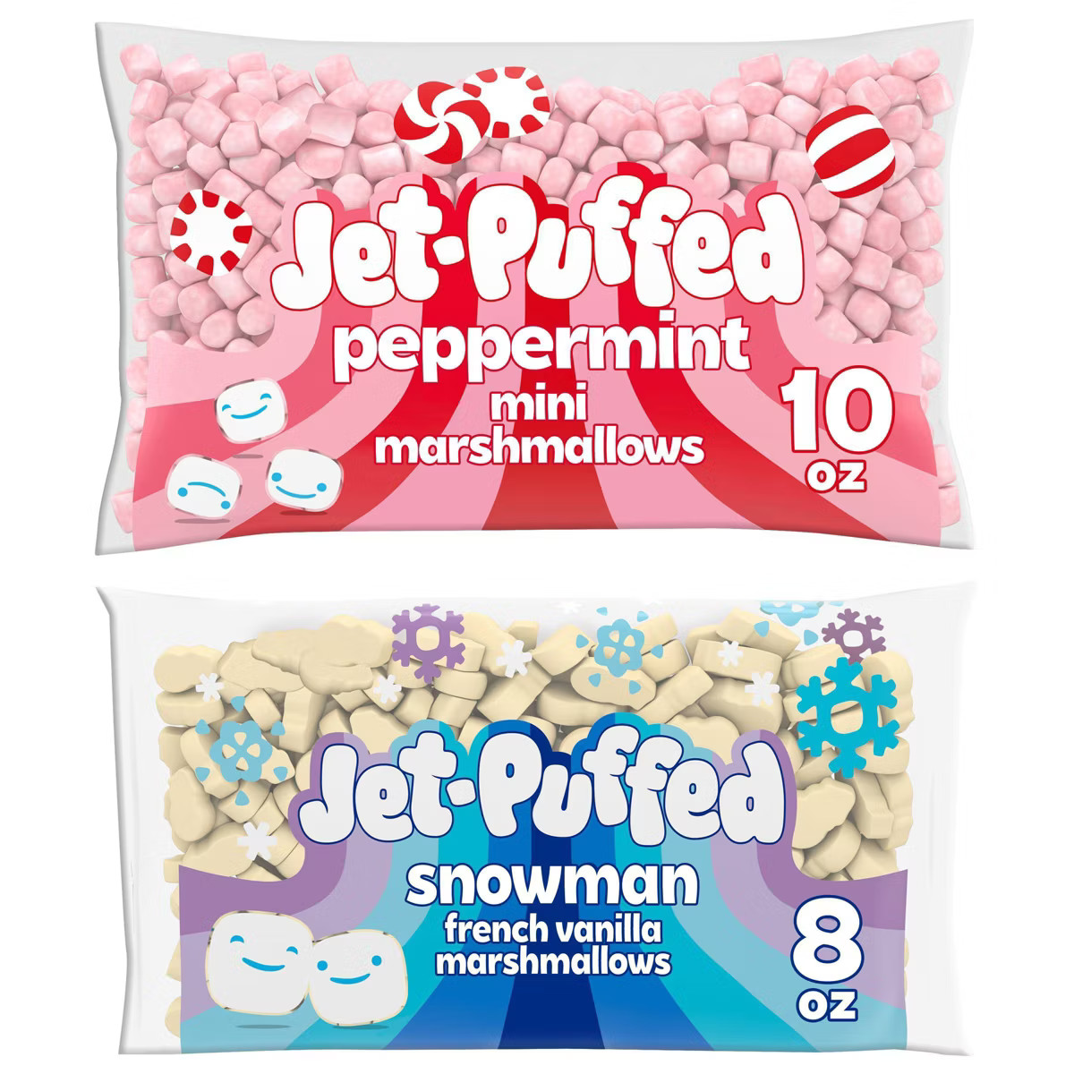 Kraft Jet Puffed Marshmallows 8oz Vanilla Snowman + 10oz Peppermint mini | Target