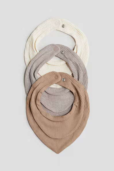 H & M - 3er-Pack Gerippte Dreieckstücher - Beige - Kinder | H&M (DE, AT, CH, NL, FI)