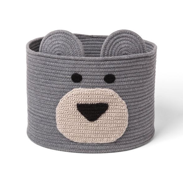 Decorative Basket - Cloud Island™ XL Coiled Bear Face Gray | Target
