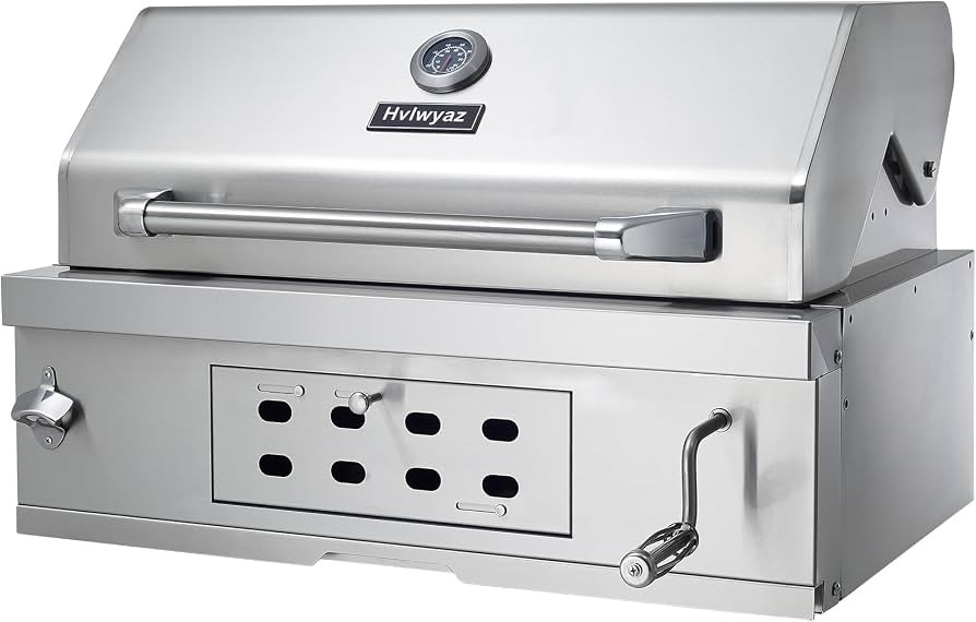 Large Built-In Charcoal BBQ Grill, Charcoal Grills with Liftable Tray, Insulated Hood & Temperatu... | Amazon (US)