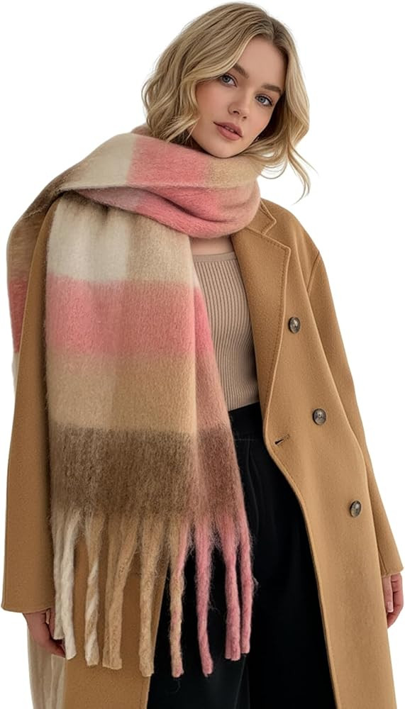 Scarf for Women Winter Warm Long Shawl Large Scarves Cold Weather Thick Blanket Scarfs Colorful P... | Amazon (US)