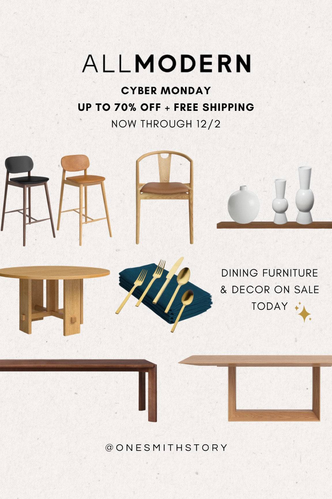 All Up to 70% off, plus free, fast shipping for AllModern’s Cyber Monday Sale!
It’s the perfect time to take advantage of deals on counter stools, dining chairs, modern tables and decor.

@allmodern #allmodernpartner #modernmadesimple #cybermonday


#LTKSaleAlert #LTKHome #LTKCyberWeek