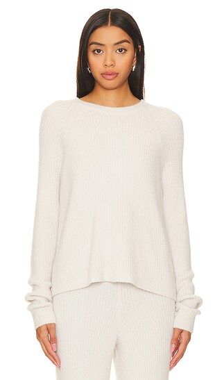 Boxy Chenille Sweater in White Sand | Revolve Clothing (Global)