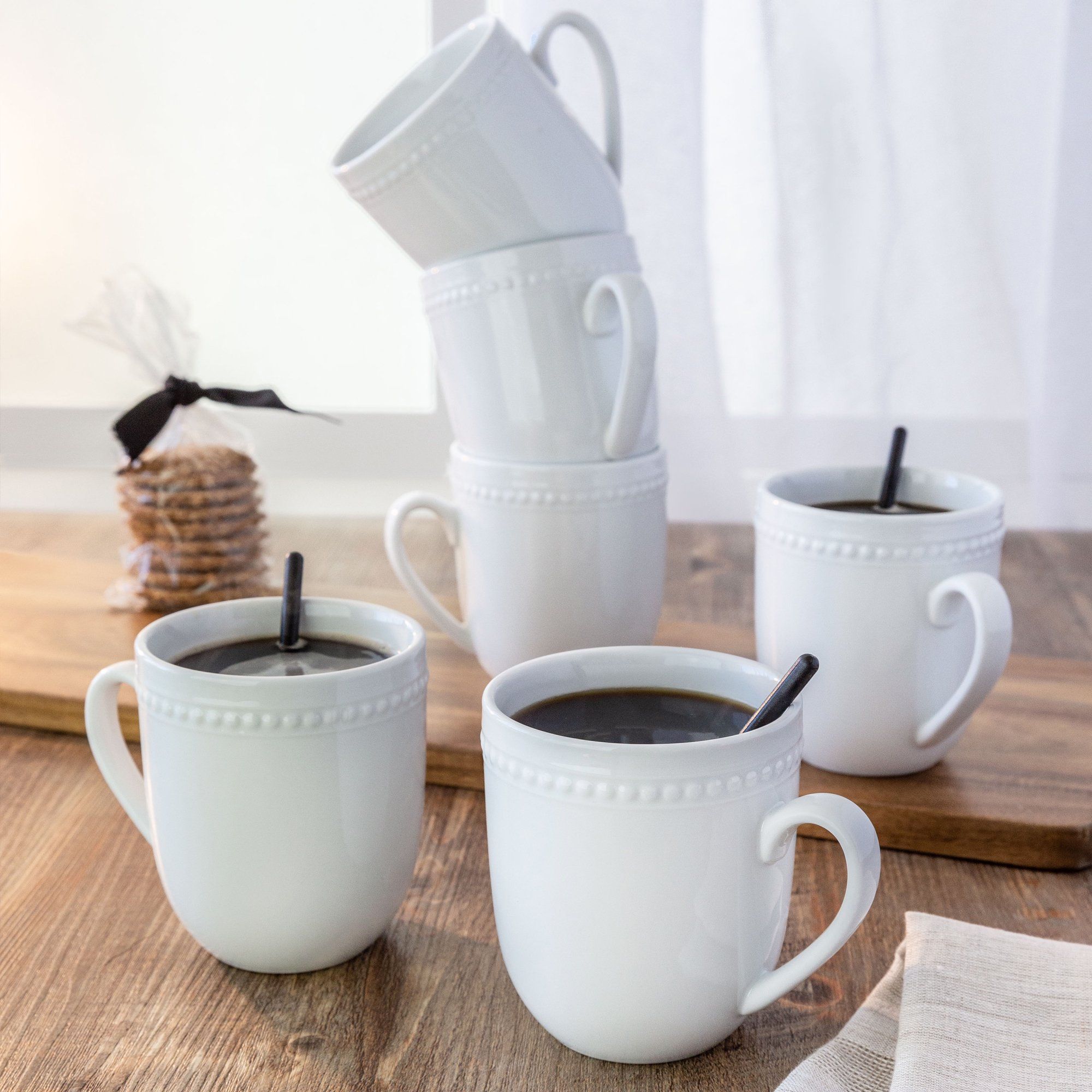 Better Homes & Gardens Sophia Porcelain Beaded Mugs, set of 6 | Walmart (US)
