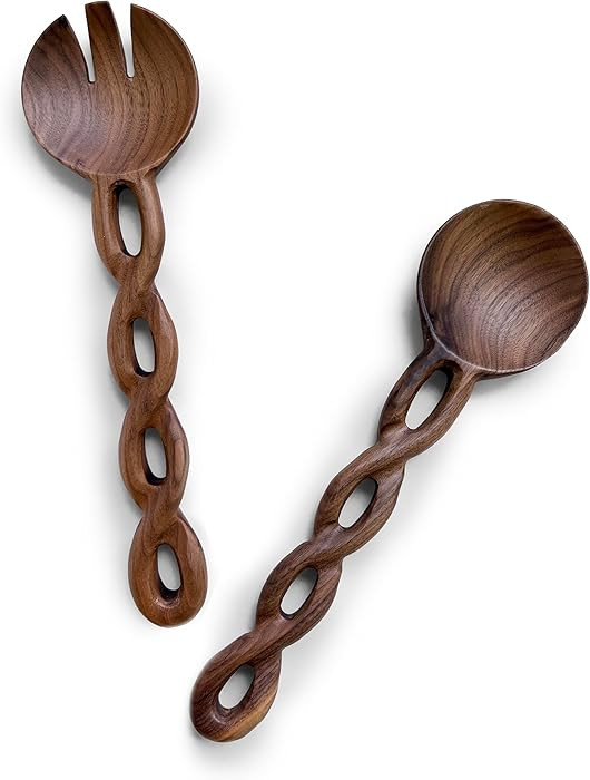 Salt & York Handcrafted Walnut Salad Tongs – Wooden Serving Utensils for Tossing & Serving Sala... | Amazon (US)