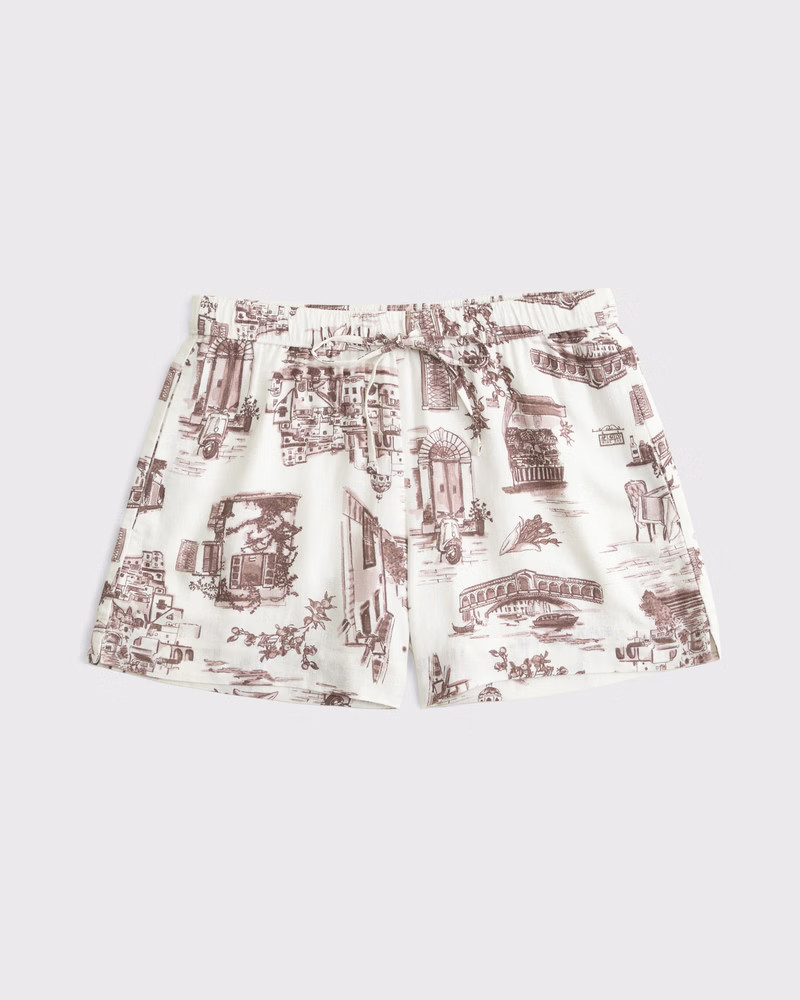 Women's Mid Rise Linen-Blend Pull-On Short | Women's Bottoms | Abercrombie.com | Abercrombie & Fitch (US)