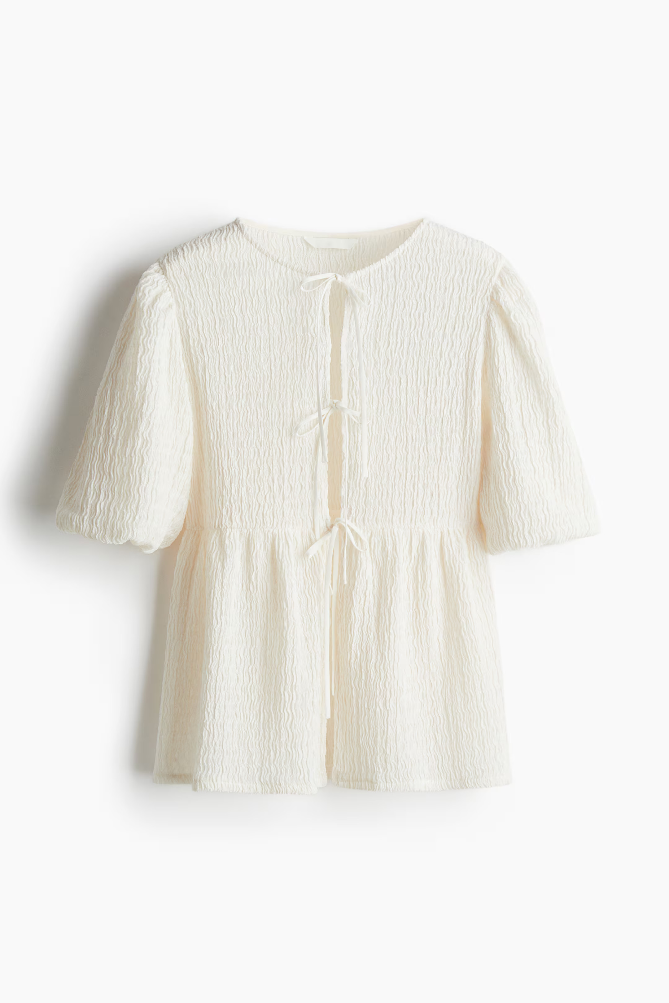 Tie-front peplum top - White - Ladies | H&M GB | H&M (UK, MY, IN, SG, PH, TW, HK)