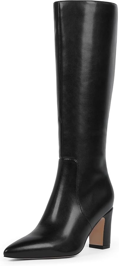 Knee High Boots Pointed Toe Chunky Heel Tall Boots for Women | Amazon (US)