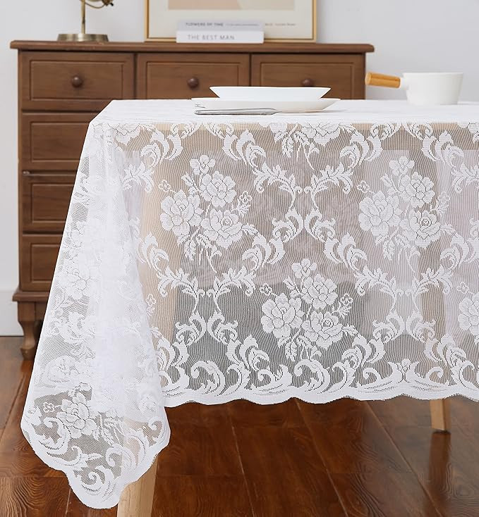 Warm Home Designs Easter Tablecloth. 60 x 84 White Lace Tablecloth. Elegant Rectangle Tablecloths... | Amazon (CA)