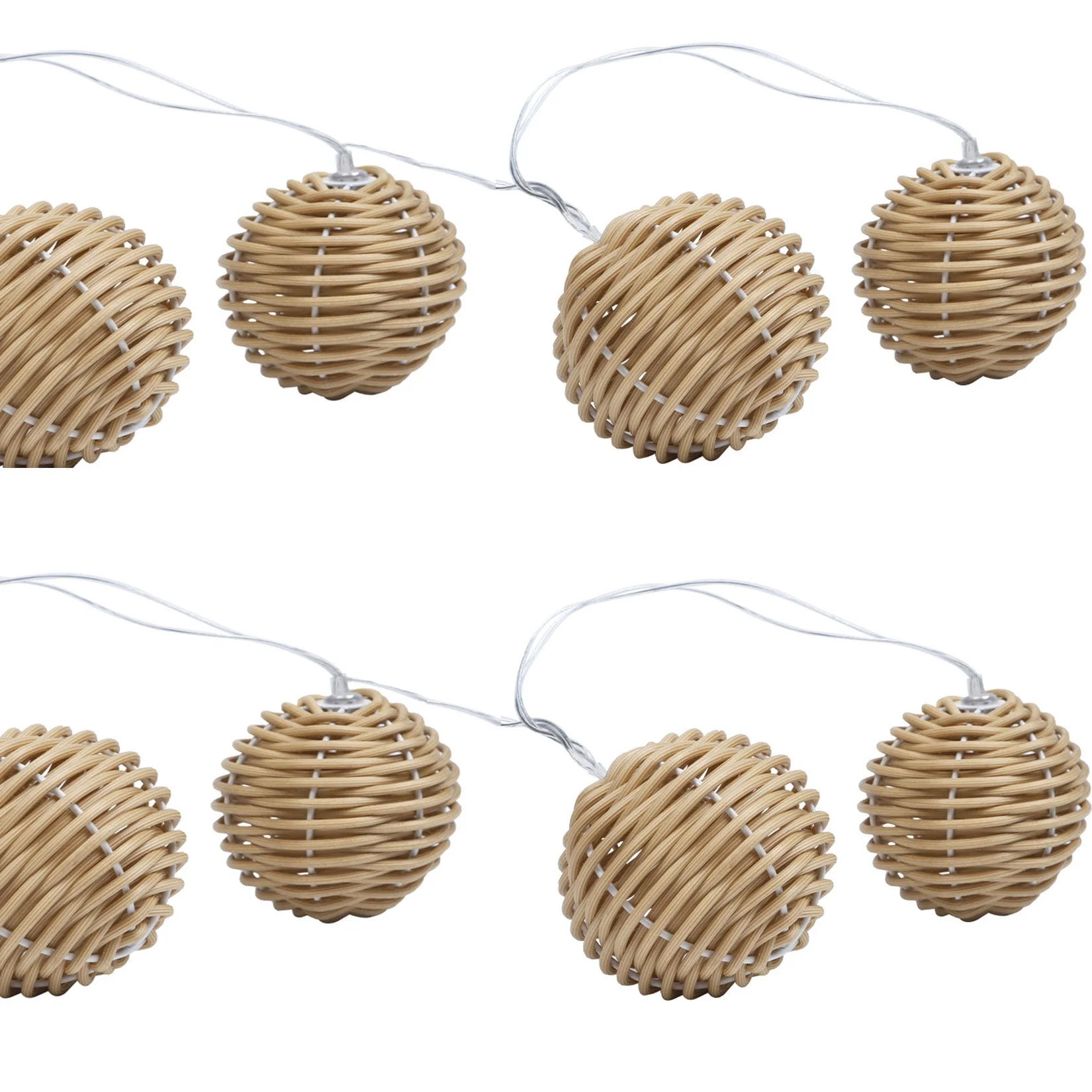 Decorative Lantern Globe Rattan Wicker Ball String Lights - 10 Lights with Rattan Wire Ball Style... | Walmart (US)