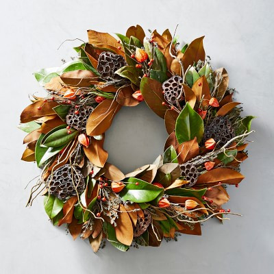 Magnolia Lantern Wreath | Williams-Sonoma