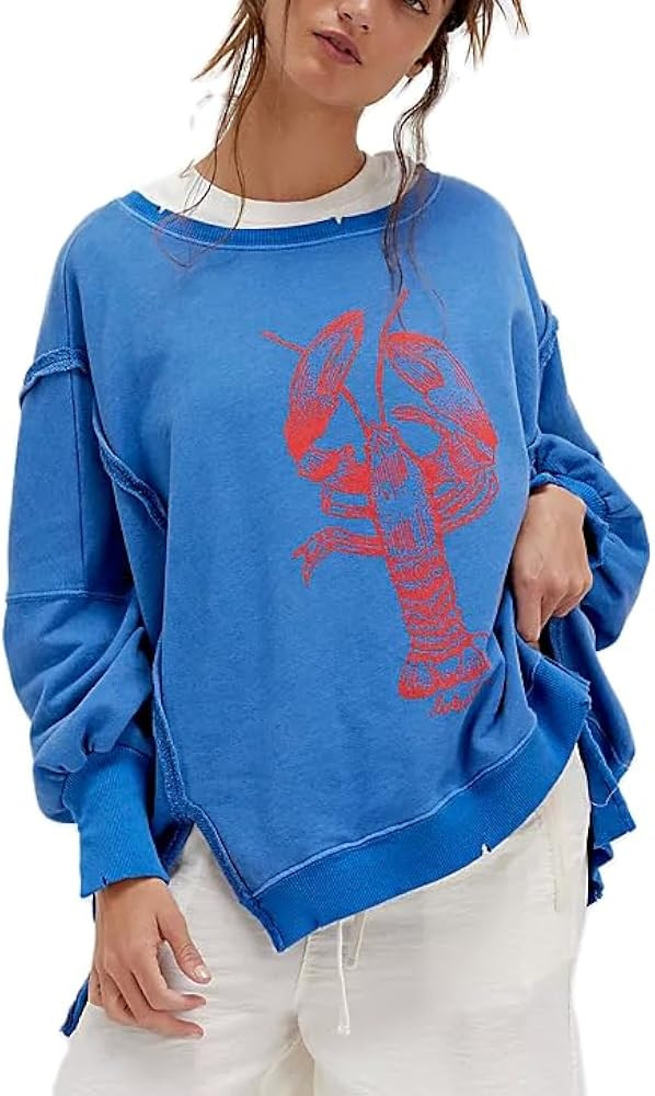 Amiblvowa Oversized Graphic Sweatshirt for Women Y2k Long Sleeve Drop Shoulder Crewneck Shirt Top... | Amazon (US)