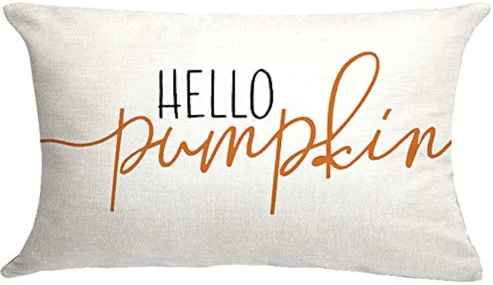 GTEXT 12x20 inch Fall Throw Pillow Cover Hello Pumpkin Cushion Cover Autumn Decor Fall Pumpkins, ... | Amazon (US)