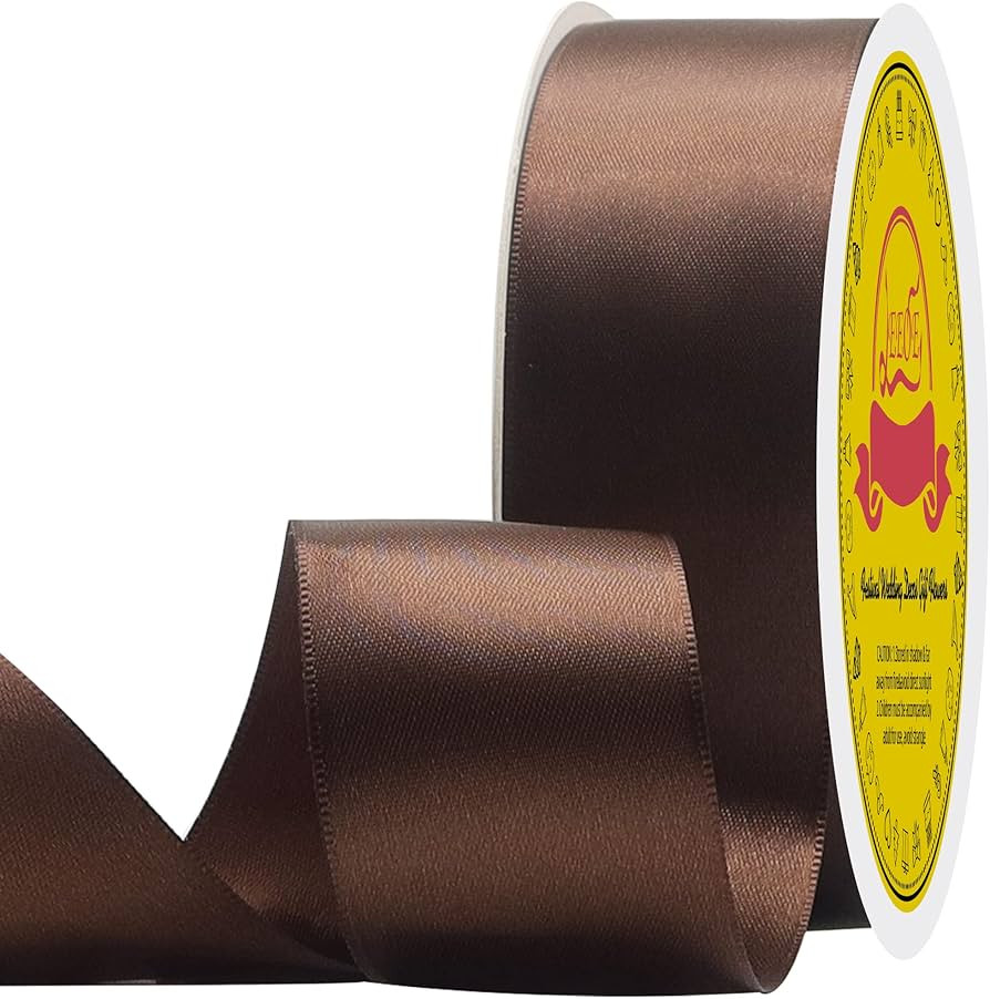 Double Face Brown Satin Ribbon 1-1/2 inch X50 Yards Polyester Brown Ribbon for Gift Wrapping Very... | Amazon (US)