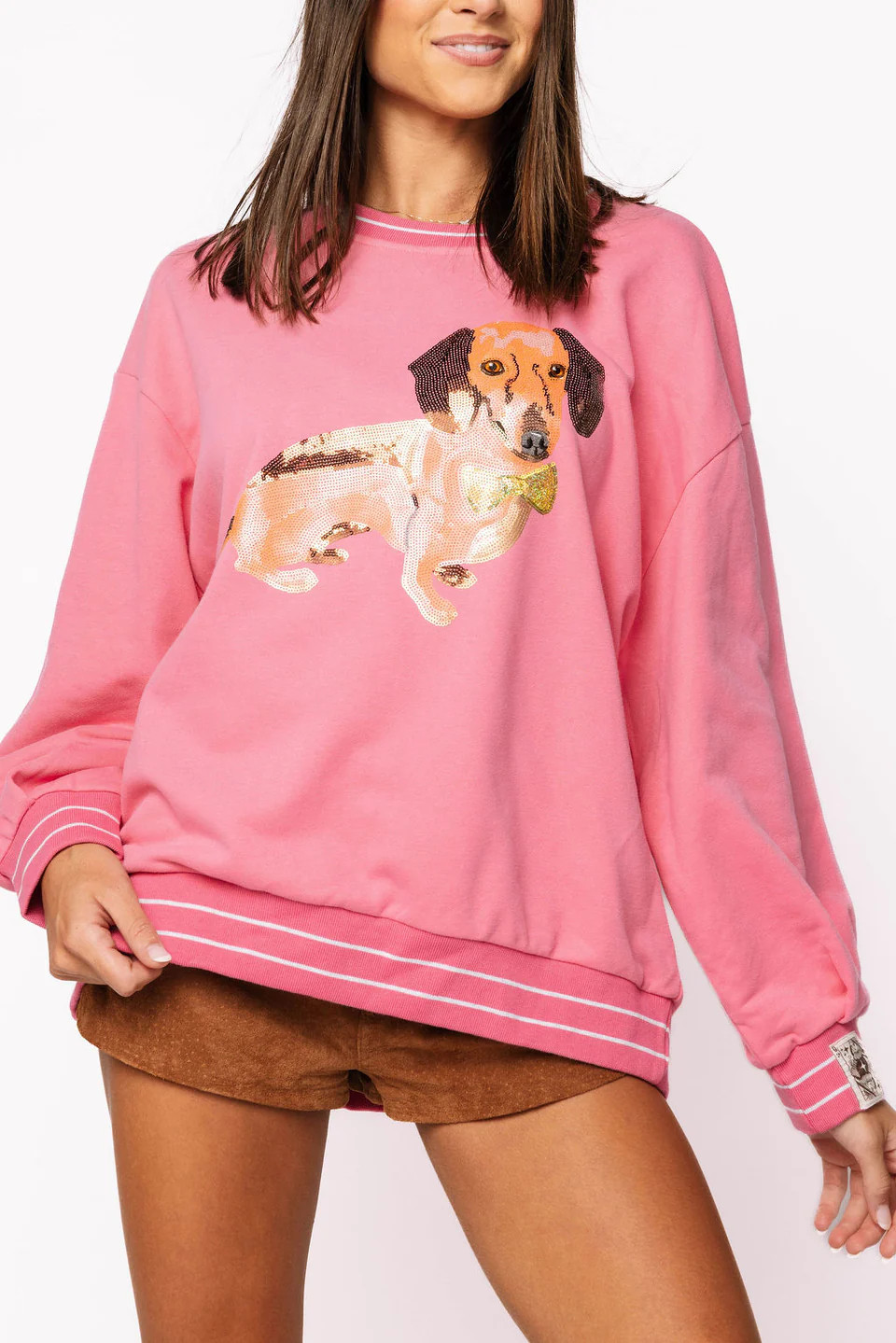 Hot Pink Dachshund Sweatshirt | Queen of Sparkles