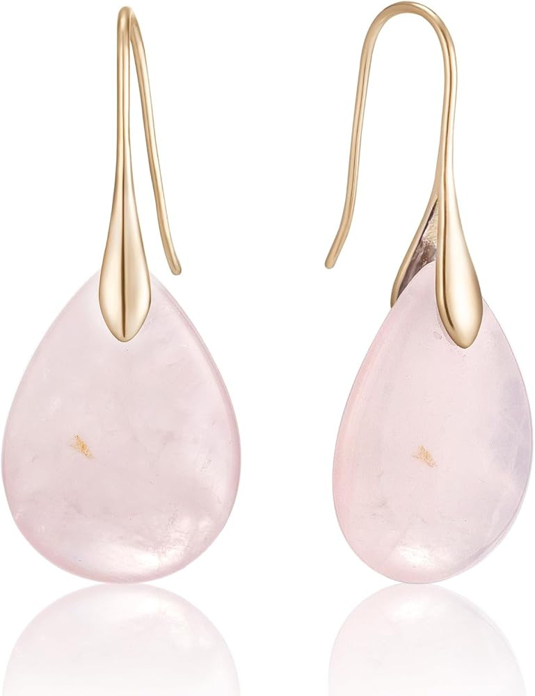 SELOVO Agate Teardrop Stone Grey Drop Earrings Fishhook Dangle Earrings for Women | Amazon (US)