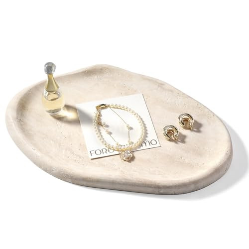 Koville Luxurious Natural Marble Vanity Tray, Cloud Shape Serving Stone Key Tray for Home Decor, 10" x 7" Marble Storage Trays for Bathroom, Stone Plate Holder for Perfume, Candle and Jewelry | Amazon (US)