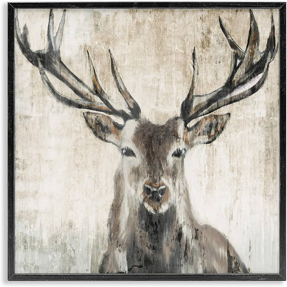 Stupell Industries Rustic Deer Elk Wildlife Portrait Framed Giclee Art, Design by Liz Jardine | Amazon (US)