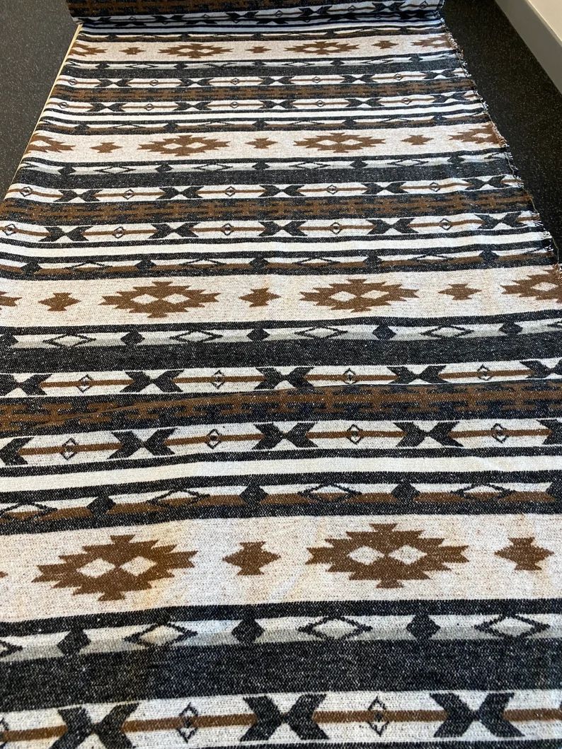 Wool Blend Southwest Print in Cream Light Brown and Black - Etsy | Etsy (US)