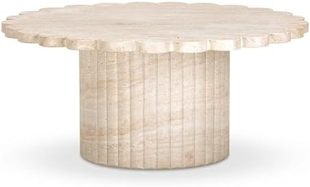 Tov Furniture Blossom Washed Travertine Finish Indoor/Outdoor Coffee Table | Amazon (US)