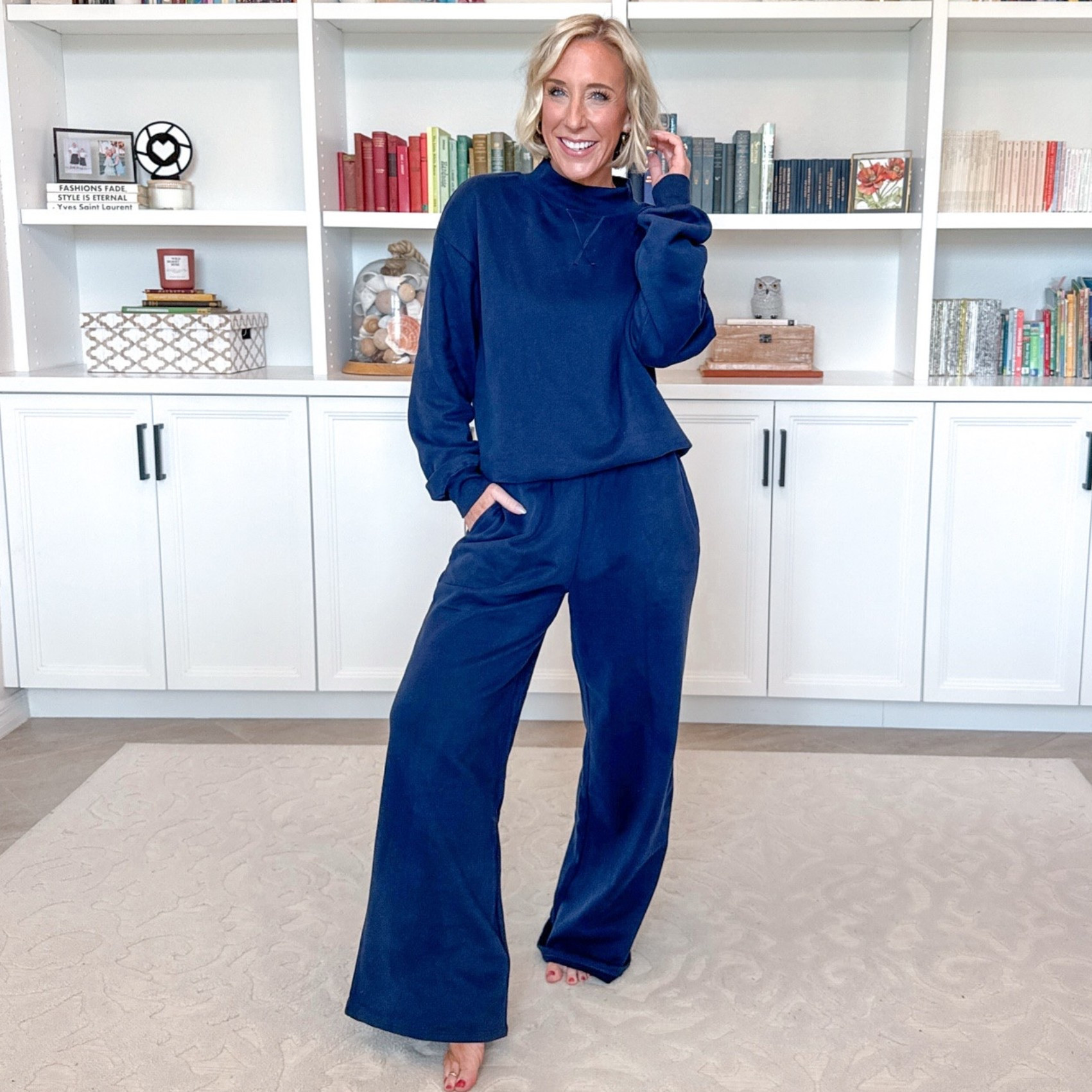 Amazon - unboxing my latest orders. Mock Neck & Wide Leg Pants 2 Piece Sweat Set - size small (could have done the XS). 8 colors.

#LTKSeasonal #LTKOver40 #LTKPetite